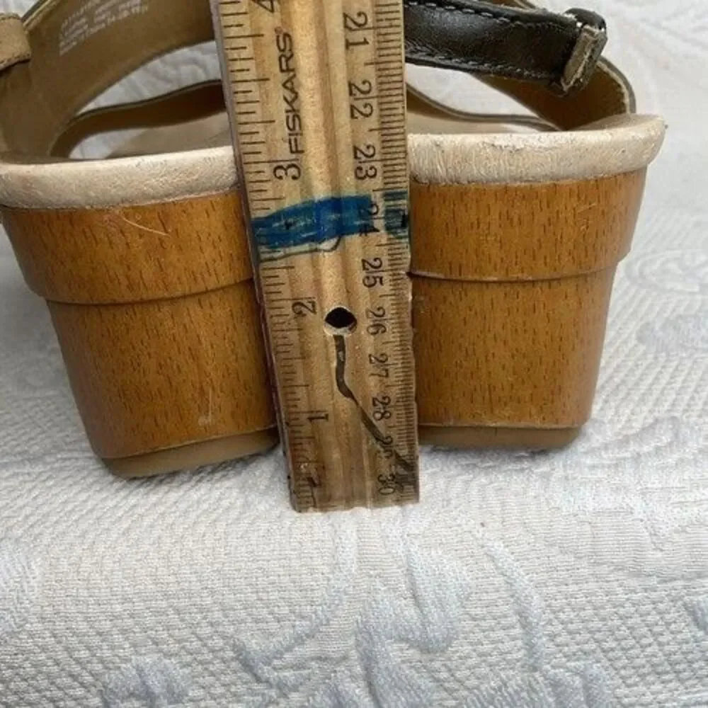 Dansko Tamia‎ Textured Nubuck Leather Wooden Wedge Sandals Women Size 40/US9.5